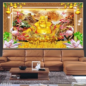 Tranh Phật Di Lặc điêu khắc gỗ nghệ thuật