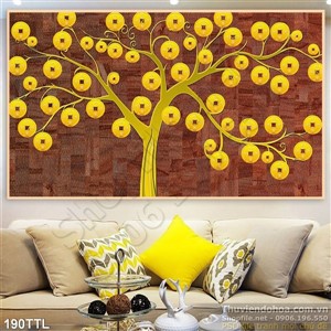 Tranh in 3D cây tiền vàng nghệ thuật