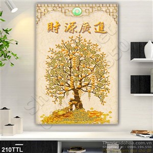 Tranh in 3D cây tiền vàng phong thủy