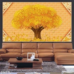 Tranh psd cây tiền vàng phong thủy in uv
