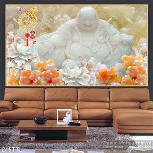 Tranh in 3D tượng Phật Di Lặc giả ngọc mới nhất