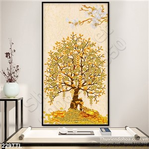 Tranh in uv cây tiền vàng phong thủy