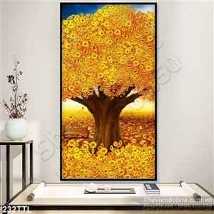 Tranh in 3D cây tiền vàng trang trí Tết