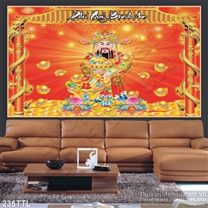 Tranh psd thần tài tranh trí Tết