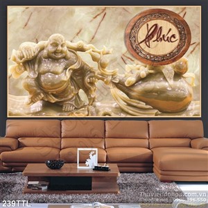 Tranh psd Phật Di Lặc thư pháp chữ Phúc