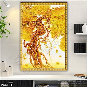 Tranh psd kim tiền cây tiền vàng trang trí Tết