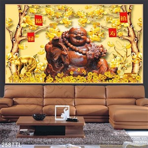 Tranh psd Phật Di Lặc tài lộc phong thủy