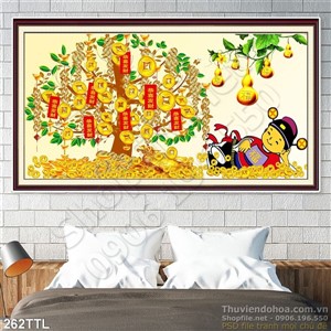 Tranh in uv thần tài và tiền vàng nghệ thuật