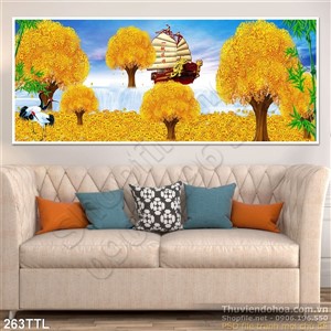 Tranh psd tài lộc thuận buồm xuôi gió in 3D