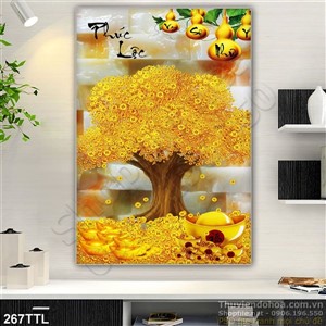 Tranh psd cây tiền vàng phong thủy