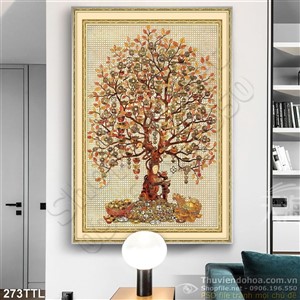 Tranh psd cây tiền phong thủy  mới nhất