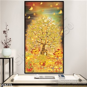 Tranh psd cây tài lộc in lịch