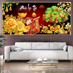 Tranh psd Phúc Lộc Thọ trang trí Tết