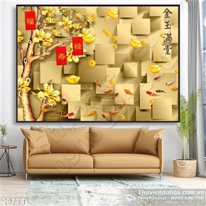 Tranh 3D cây hoa Mộc Lan vàng