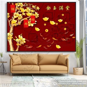 Tranh cây tiền vàng đẹp nghệ thuật in uv