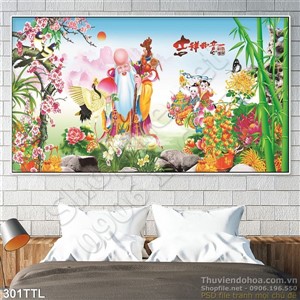 Tranh psd ông Thọ phong thủy nghệ thuật