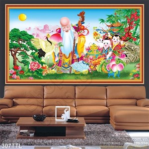 Tranh decor ông Thọ và tiên đồng psd