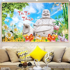 Tranh in uv tượng Phật Di Lặc tài lộc