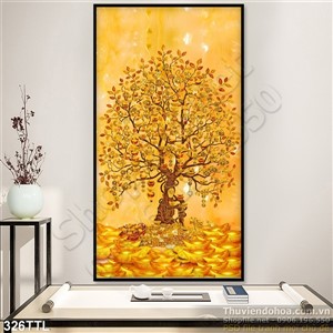 Tranh in uv cây tài lộc khổ dọc psd