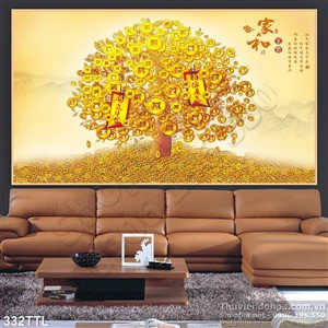 Tranh decor cây tiền àng phong thủy