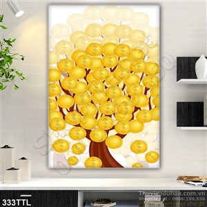 Tranh in uv cây tiền vàng nghệ thuật