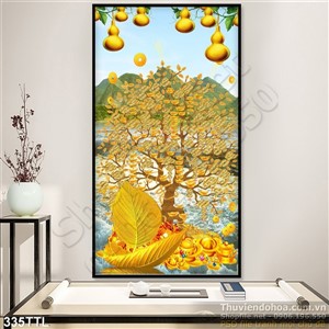 Tranh in 3D cây tài lộc in lịch Tết