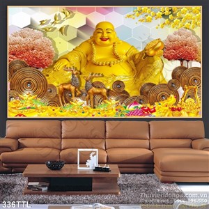 Tranh psd tượng Phật Di Lặc điêu khắc