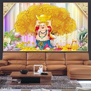 Tranh Phật Di Lặc hoa Sen in lịch chất lượng cao