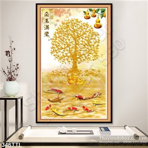 Tranh in 3D cây tài lộc nghệ thuật
