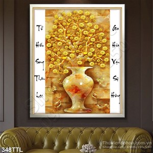 Tranh chậu Mai tài lộc psd