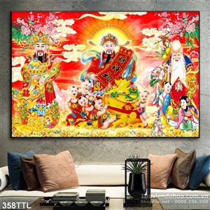 Tranh psd Phúc Lộc Thọ trang trí Tết