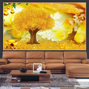 Tranh cây tiền vàng và hồ lô in uv