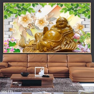 Tranh psd Tượng Phật Di Lặc gỗ nghệ thuật