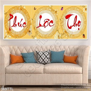 Tranh thư pháp Phúc Lộc Thọ in uv