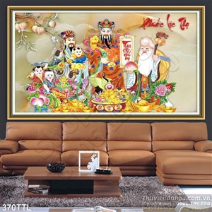 Tranh Phúc Lộc Thọ nền đá phong thủy đẹp