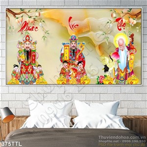 Tranh psd Phúc Lộc Thọ tết 2020