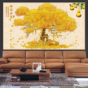 Tranh cái cây vàng 3d đẹp