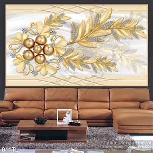 Tranh lụa 3D hoa vàng trang trí đẹp