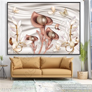 Tranh lụa 3D hoa trang trí tường