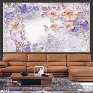 Tranh lụa 3D hoa treo tường đẹp