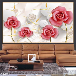Tranh lụa 3D hoa hồng đẹp