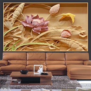 Tranh lụa 3D hoa sen đẹp độc đáo