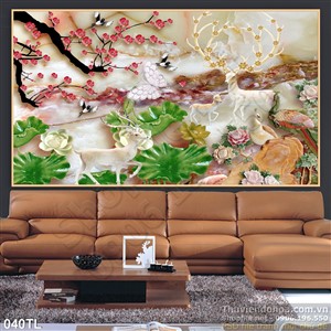 Tranh lụa 3D hoa mùa xuân đẹp