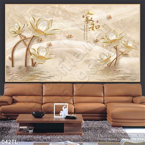 Tranh lụa 3D hoa sen trang trí độc đáo