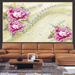 Tranh lụa 3D hoa giả ngọc