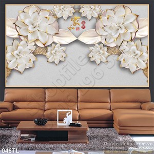 Tranh lụa 3D hoa giả ngọc đẹp