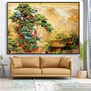 Tranh lụa 3D giả ngọc phong cảnh đẹp