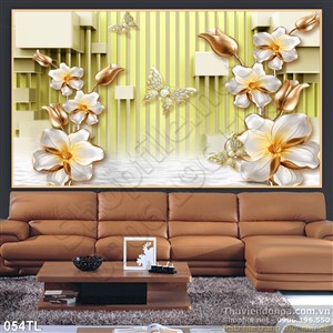 Tranh lụa 3D hoa trang trí tường đẹp
