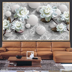 Tranh lụa 3D hoa hồng đẹp trang trí