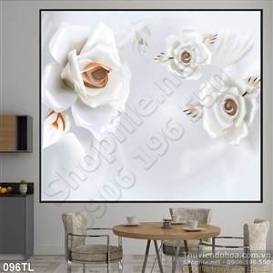 Tranh lụa 3D hoa hồng giả ngọc đẹp